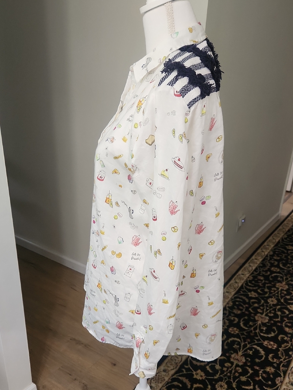 Vilagallo Mariela Aperitivo Coffee & Pastry Print Blouse EU 42 US 8/10